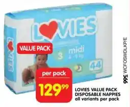 Shoprite Lovies value pack disposable nappies all variants offer