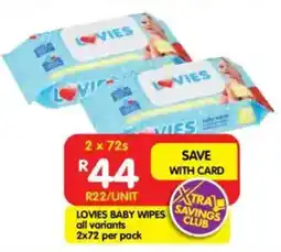 Shoprite Lovies baby wipes all variants offer