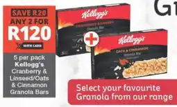 Checkers Hyper Kellogg's Cranberry & Linseed/Oats & Cinnamon Granola Bars offer
