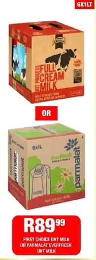 Take 'n Pay First choice uht milk or parmalat everfresh uht milk offer