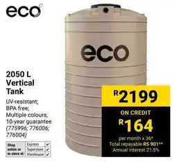 Builders Warehouse Eco Vertical Tank offer
