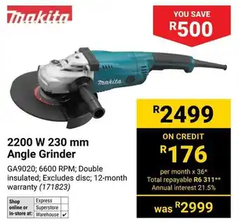 Builders Warehouse Makita 2200 W 230 mm Angle Grinder offer