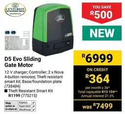 Builders Warehouse Centurion D5 Evo Sliding Gate Motor offer