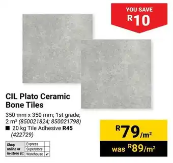 Builders Warehouse CIL Plato Ceramic Bone Tiles offer