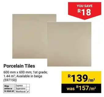 Builders Warehouse Porcelain Tiles offer