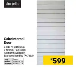 Builders Warehouse Dortello Cairolnternal Door offer