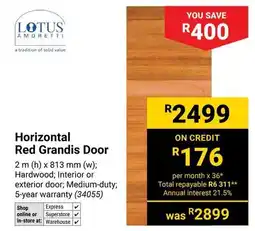Builders Warehouse Lotus Horizontal Red Grandis Door offer