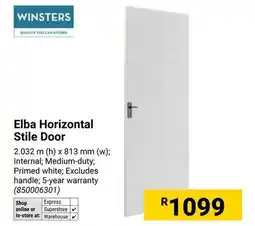 Builders Warehouse Winsters Elba Horizontal Stile Door offer