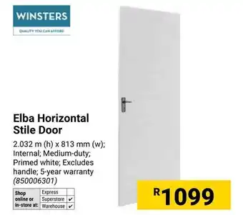 Builders Warehouse Winsters Elba Horizontal Stile Door offer