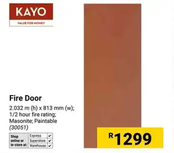 Builders Warehouse KAYO Fire Door offer