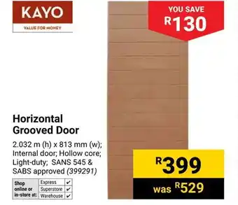 Builders Warehouse KAYO Horizontal Grooved Door offer