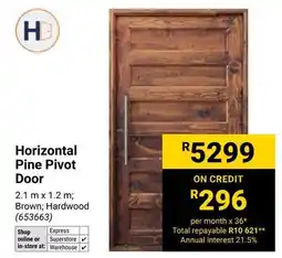 Builders Warehouse Horizontal Pine Pivot Door offer