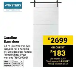Builders Warehouse WINSTERS Caroline Barn door offer