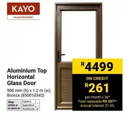 Builders Warehouse KAYO Aluminium Top Horizontal Glass Door offer
