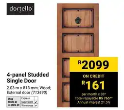 Builders Warehouse Dortello 4-panel Studded Single Door offer