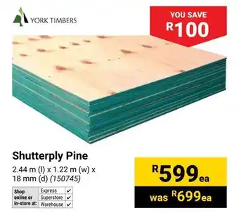 Builders Warehouse YORK TIMBERS Shutterply Pine offer