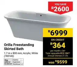 Builders Warehouse Orilla Freestanding Skirted Bath offer