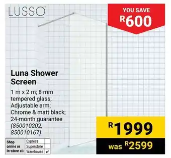 Builders Warehouse LUSSO Luna Shower Screen offer