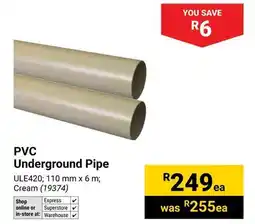 Builders Warehouse PVC Underground Pipe offer