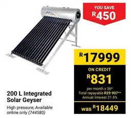 Builders Warehouse Integrated Solar Geyser offer