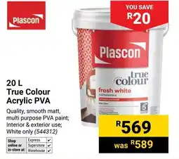 Builders Warehouse Plascon True Colour Acrylic PVA offer