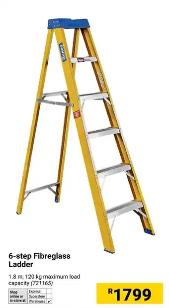 Builders Warehouse 6-step Fibreglass Ladder offer