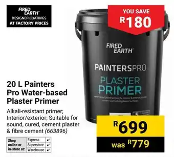 Builders Warehouse FIRED EARTH Painters Pro Water-based Plaster Primer offer