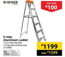 Builders Warehouse BADGER 6-step Aluminium Ladder offer