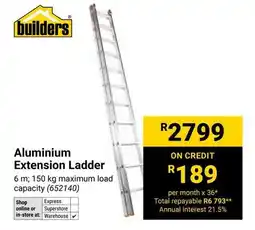 Builders Warehouse Builders Aluminium Extension Ladder offer