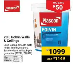 Builders Warehouse Plascon Polvin Walls & Ceilings offer