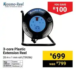 Builders Warehouse Kosmo-Reel 3-core Plastic Extension Reel offer