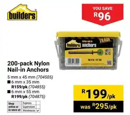 Builders Warehouse Builders Nylon Nail-in Anchors offer