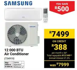 Builders Warehouse SAMSUNG 12 000 BTU Air Conditioner offer