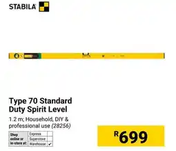 Builders Warehouse STABILA Type 70 Standard Duty Spirit Level offer