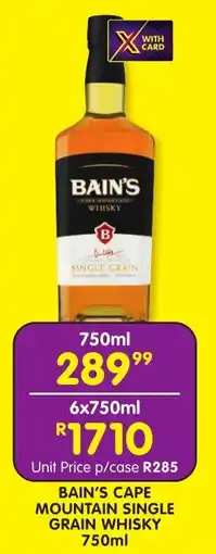 Shoprite Liquor Bain's cape mountain single grain whisky offer
