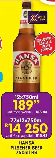 Shoprite Liquor Hansa pilsener beer rb offer