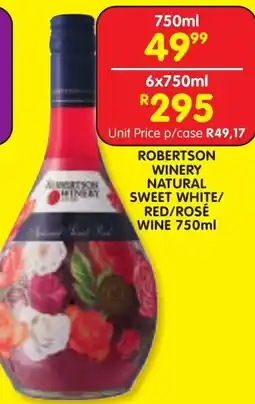 Shoprite Liquor Robertson winery natural sweet white/ red/rosé wine offer