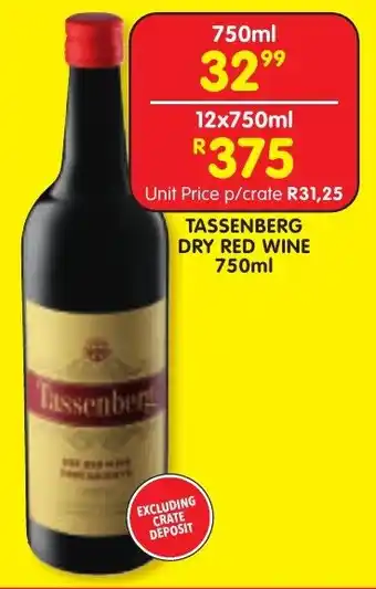 Shoprite Liquor Tassenberg dry red wine offer