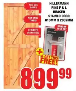 Boxer Build Hillermann pine f & l braced stained door offer