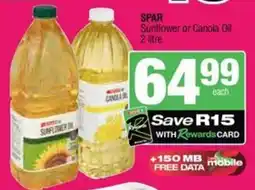 Spar Savemor SPAR Sunflower or Canola Oil offer