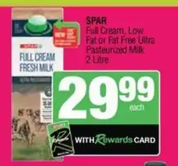 Spar Savemor SPAR Full Cream, Low Fat or Fat Free Ultra Pasteurized Milk offer