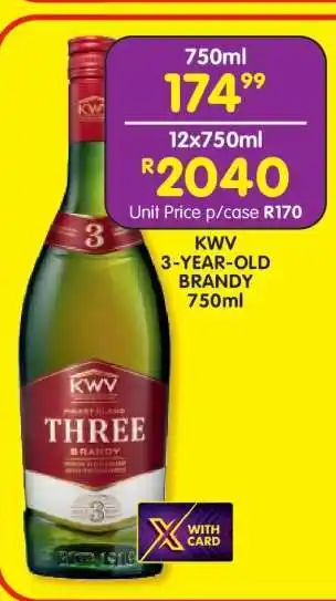 Shoprite KWV 3-Year Old Brandy 750ml offer