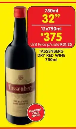 Shoprite TASSENBERG DRY RED WINE 750ml offer