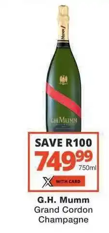 Checkers G.H. Mumm Grand Cordon Champagne offer