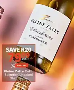 Checkers Kleine Zalze Cellar Selection Unoaked Chardonnay offer