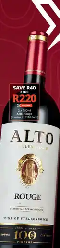 Checkers Alto Rouge Wine offer