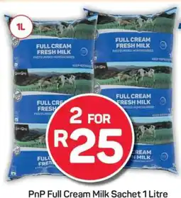 Pick n Pay Hypermarket PnP Full Cream Milk Sachet 1 Litre offer