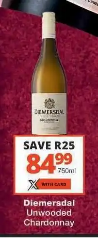 Checkers DIEMERSDAL Unwooded Chardonnay offer