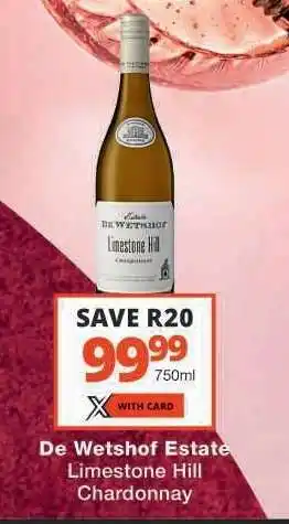 Checkers De Wetshof Estate Limestone Hill Chardonnay offer