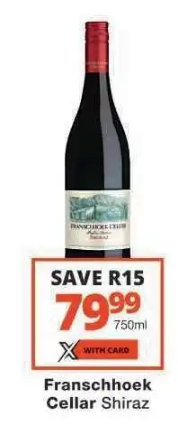 Checkers Franschhoek Cellar Shiraz offer